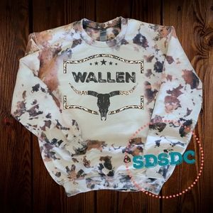 Wallen cowhide distressed western bullhorns country music concert sweats…
